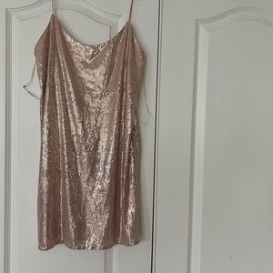 ZaraV Neck Slip Sequin Mini
Dress in rose gold Sequins